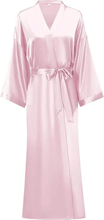 Bathrobe Women Extra Long Sleepwear Robes Silky Robe Charming Night Robe Lengthened Casual Sleepwear Robes Homewear Kimono Robe