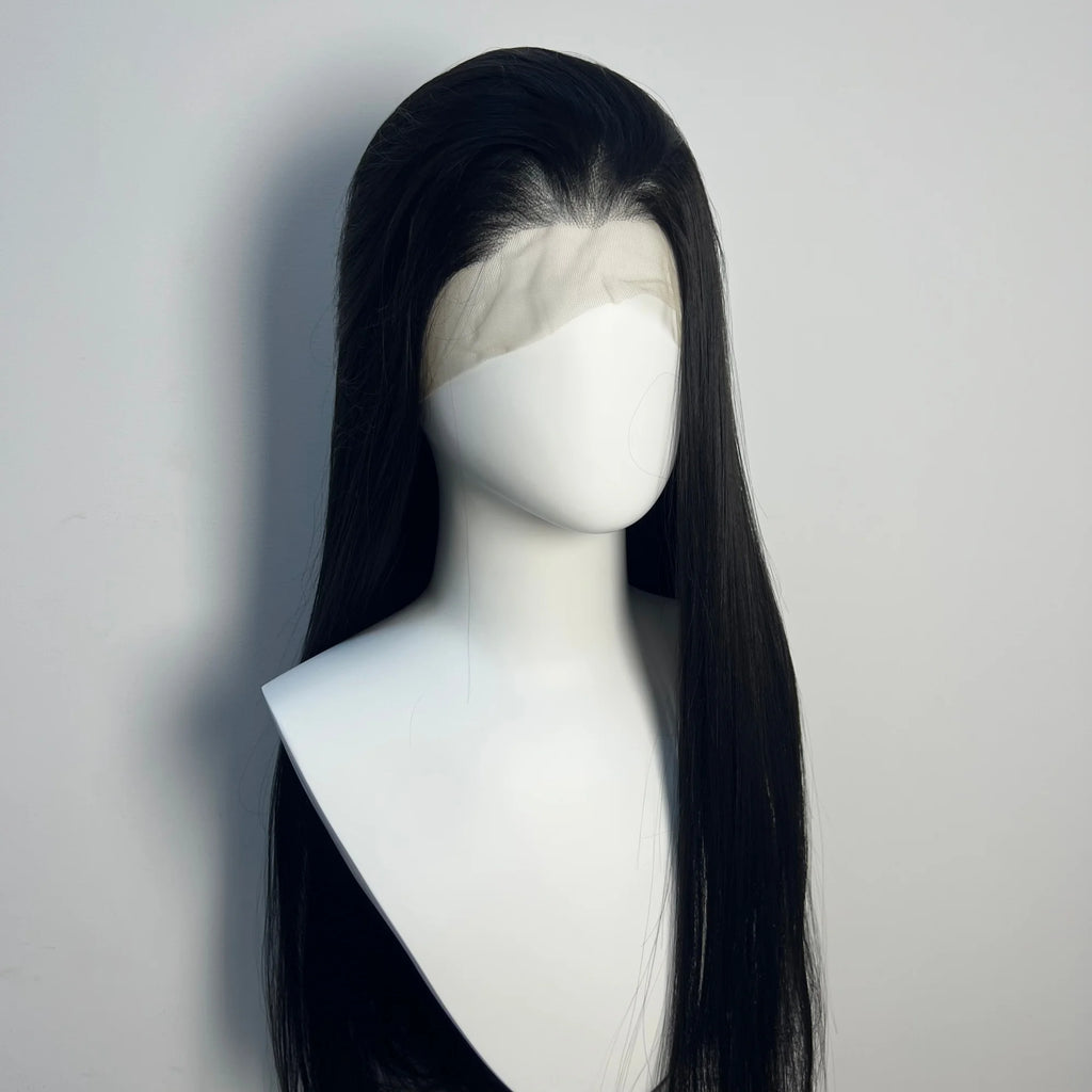 360 Lace Black Wig for Women 26inch Long Straight Hair Wigs High Quality 1B Black Synthetic Lace Wigs For Cosplay Daily Use