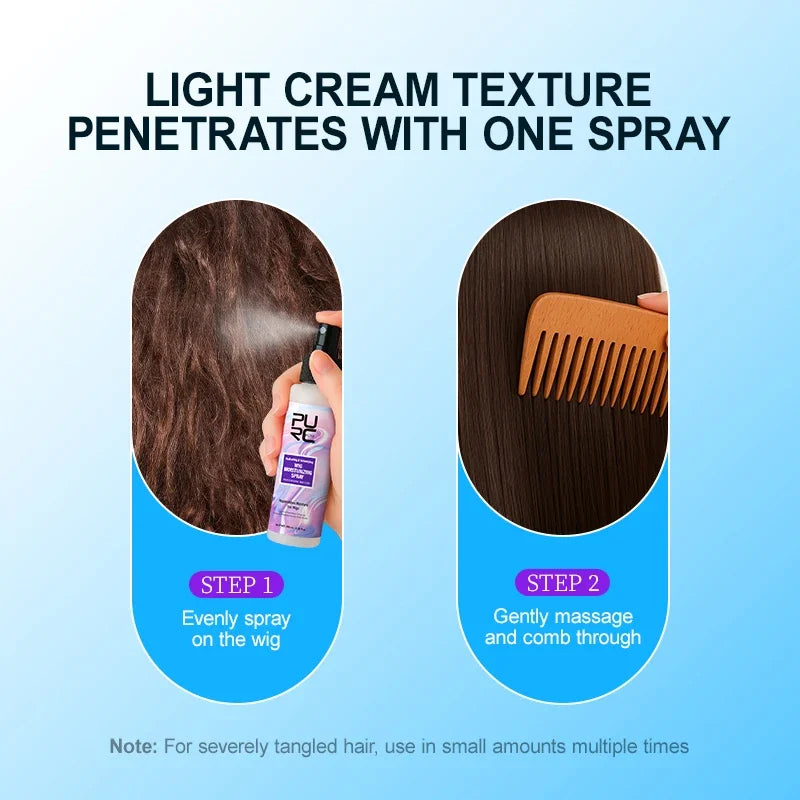 PURC Wig Leave-In Hair Conditioner Spray Moisturizing Keratin Smoothing Repair Frizz Damaged Hair Care 100ml/3.38 fl.oz