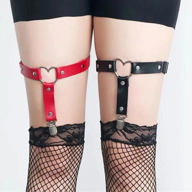 Women Sexy Leather Thigh Garter Belt Pu Punk Elastic Harness Leg Strap Goth Stocking Leglet Belt Garters Suspender for Girl
