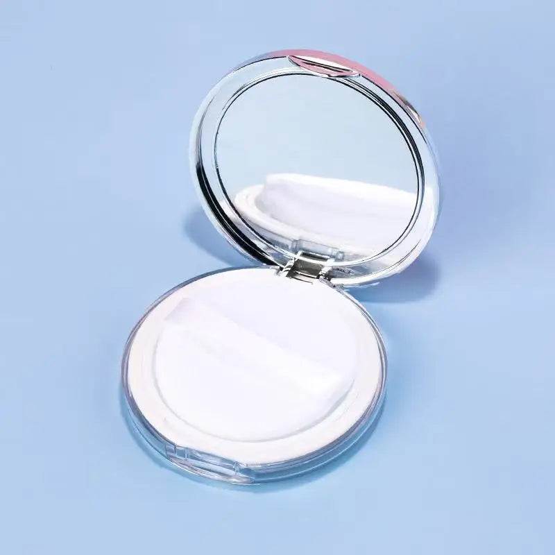1 empty loose powder container with powder puff, plastic loose powder compact box, cosmetics, refillable powder puff box, loose
