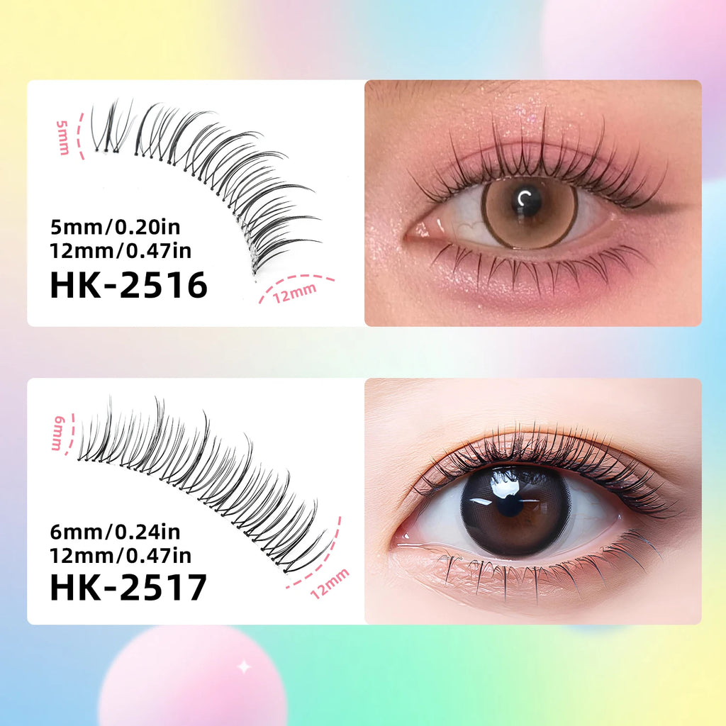 14 Pairs of Natural False Eyelashes in U-shaped Female Group Design with Transparent Band Design and Korean Cartoon Eyes and Han
