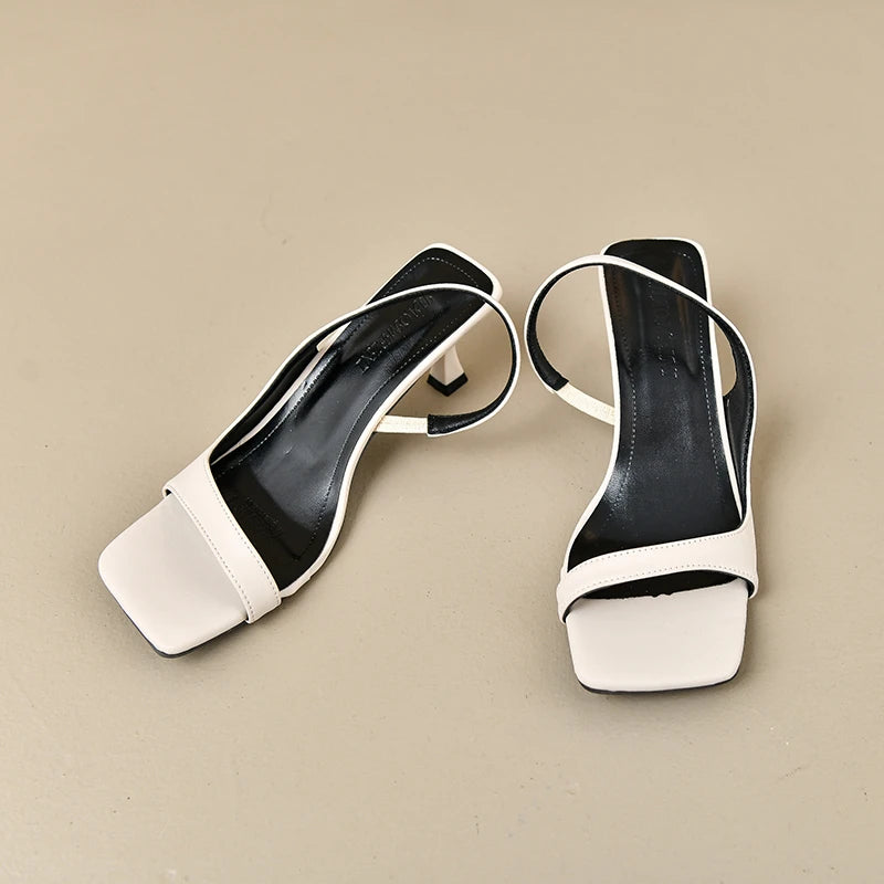 Women's Summer New Fashion Square Toe Simple Solid Color Sandals Outdoor Open Toe Casual Banquet Party Women's Sandals