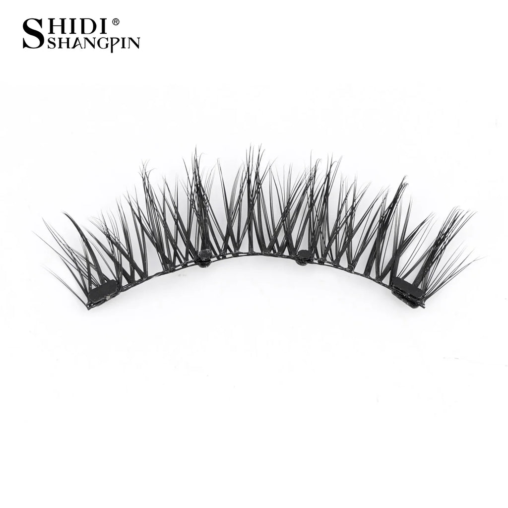 1 Pair Magnetic Lashes For Eye With Winged Ends Soft Reusable Magnetic Eyelashes Natural Look 3D False Lashes Makeup With Tool
