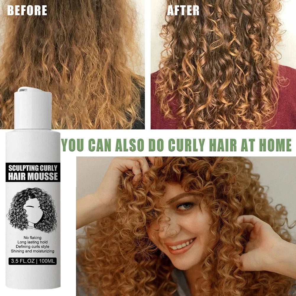 100ml Curly Hair Mousse Anti-Frizz Hair Boost Defining Cream Long Lasting Hold Hair Repair Moisturize Mousse for Women for Rizos