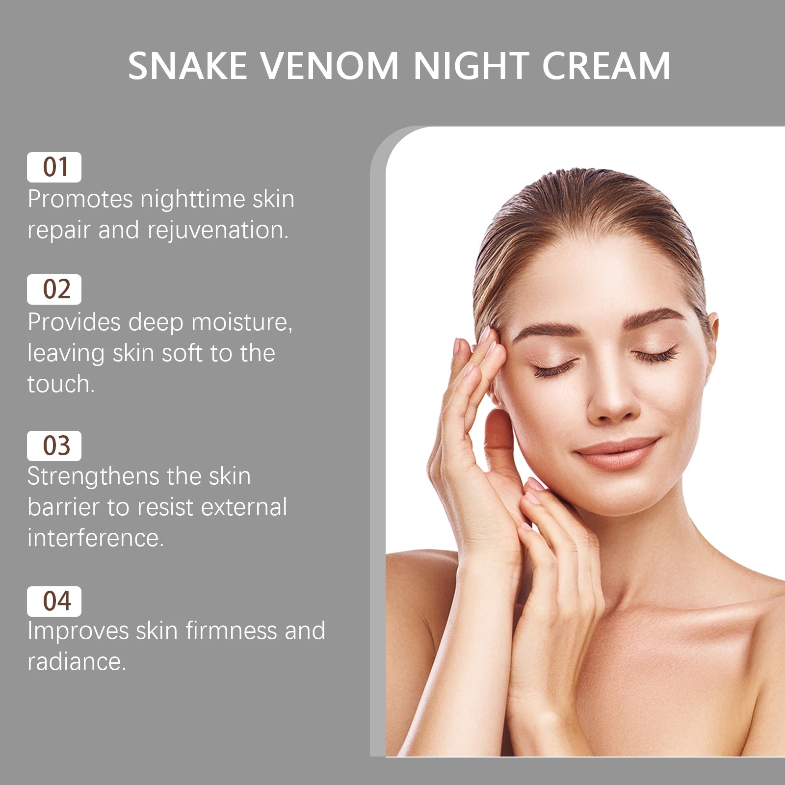 Snake Venom Night Cream: Daily Facial Care for Deep Nourishment, Refining Skin Texture, and Delivering a Smooth Complexion