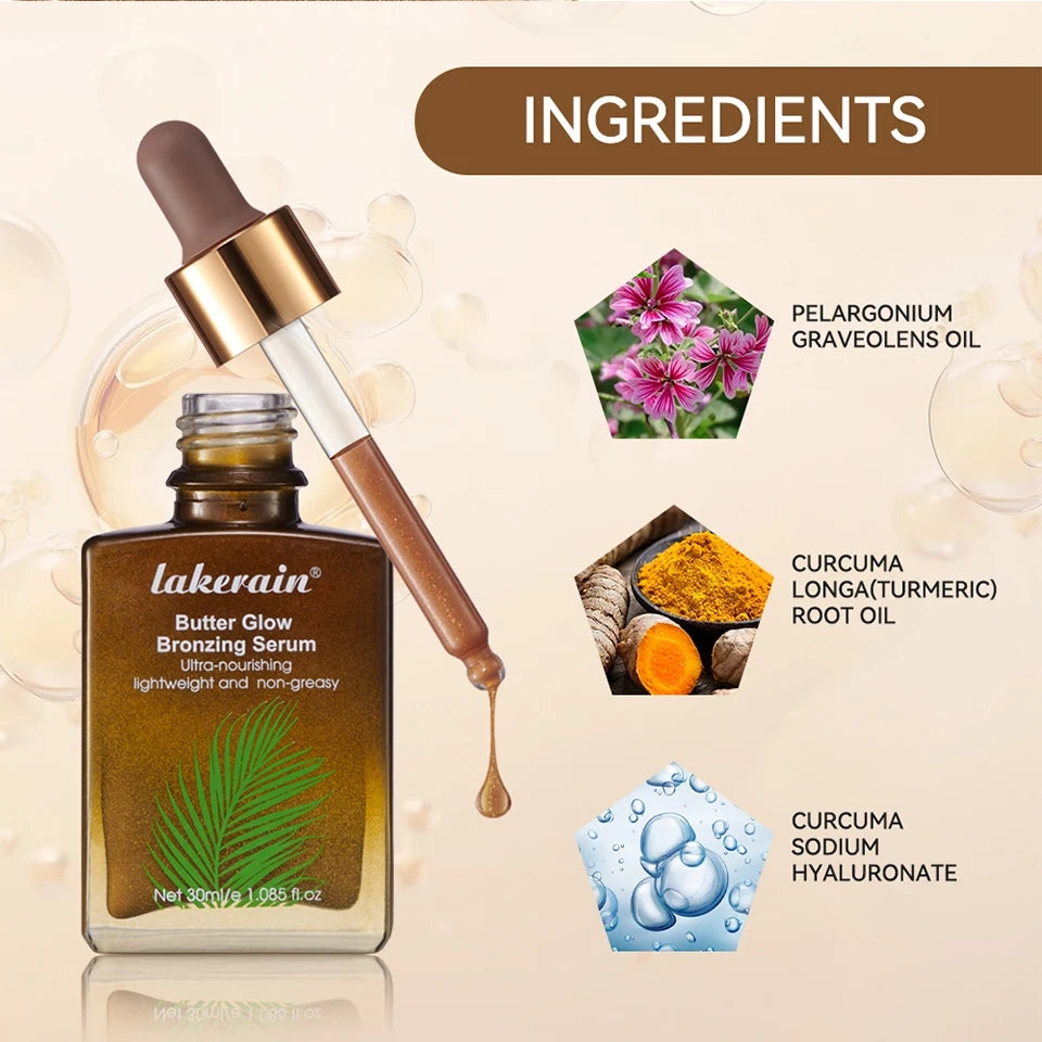 Butter Glow Bronzing Serum Innovative Nourishing Skincare Bronzing Drops for Radiant Natural Sunkissed Complexion Sunkissed Glow