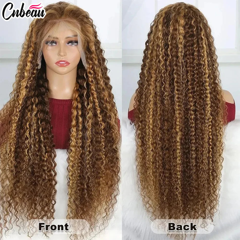 13x6/13X4 HD Lace Frontal Wig Honey Blonde Highlight Deep Wave Wigs 100%Human Hair Wig 13x4 Lace Front Human Hair Wigs For Women