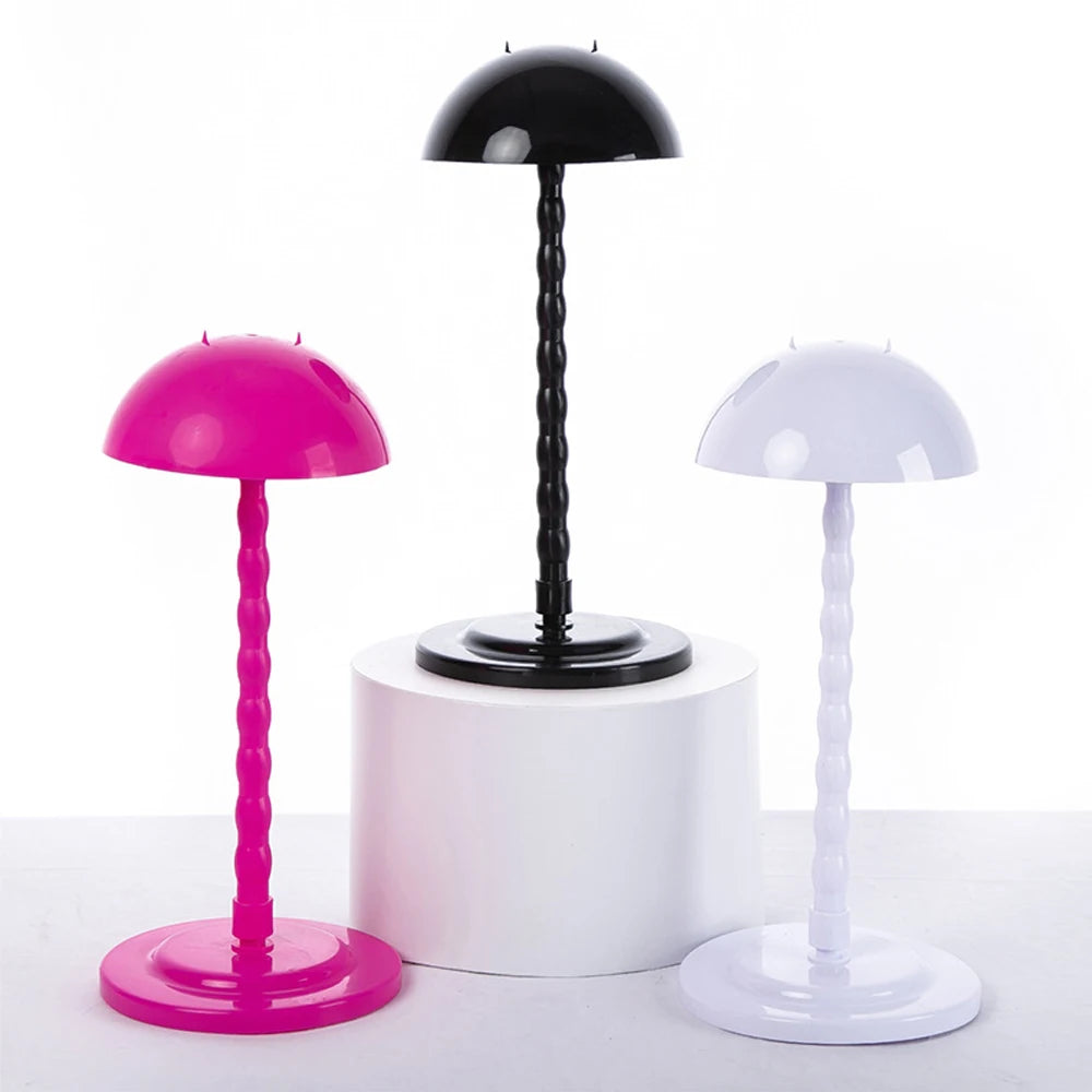 Wig Stand Mushroom Top Plastic Folding Stable Durable Hair Portable Head Hat Cap Display Holder Tools For Styling Wigs Toupee