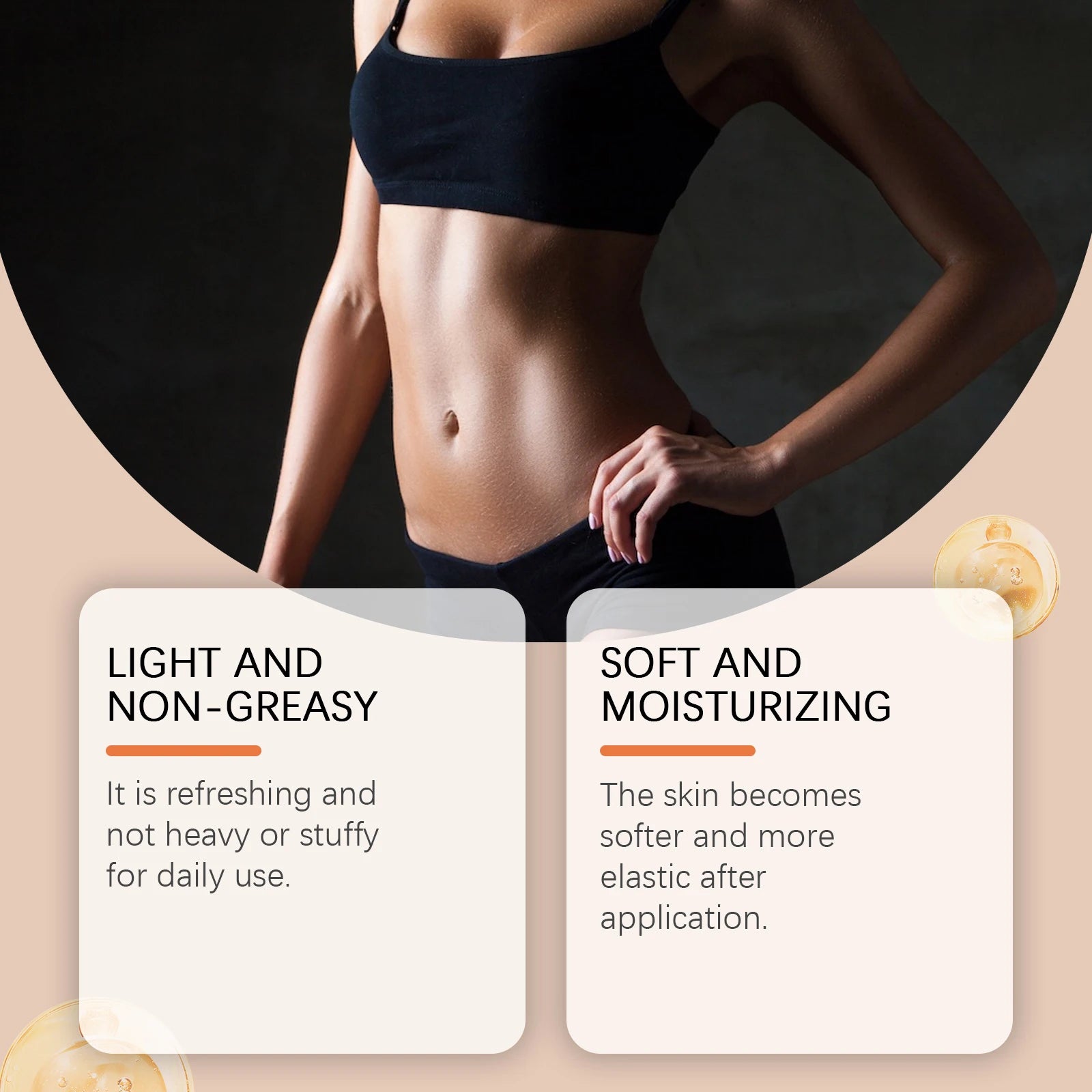 Moisturizing and firming body oil, improves dryness and roughness, easy to absorb during massage, makes skin smooth and radiant