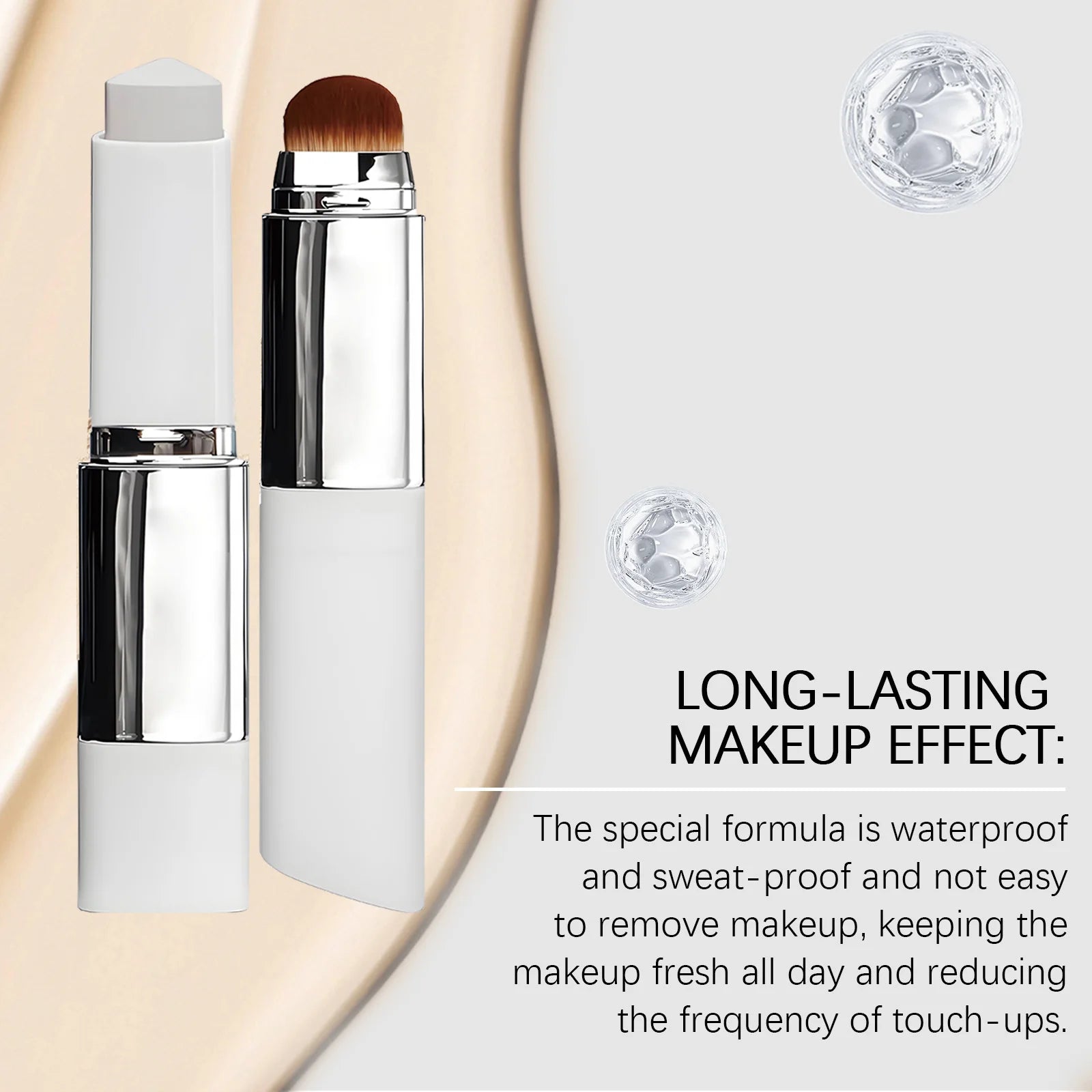 Foundation Make-Up Stick Double Head with Brush 3 Colors Lightweight Moisturizing Brighten Matte Concealer 2IN1 Foundation Stick