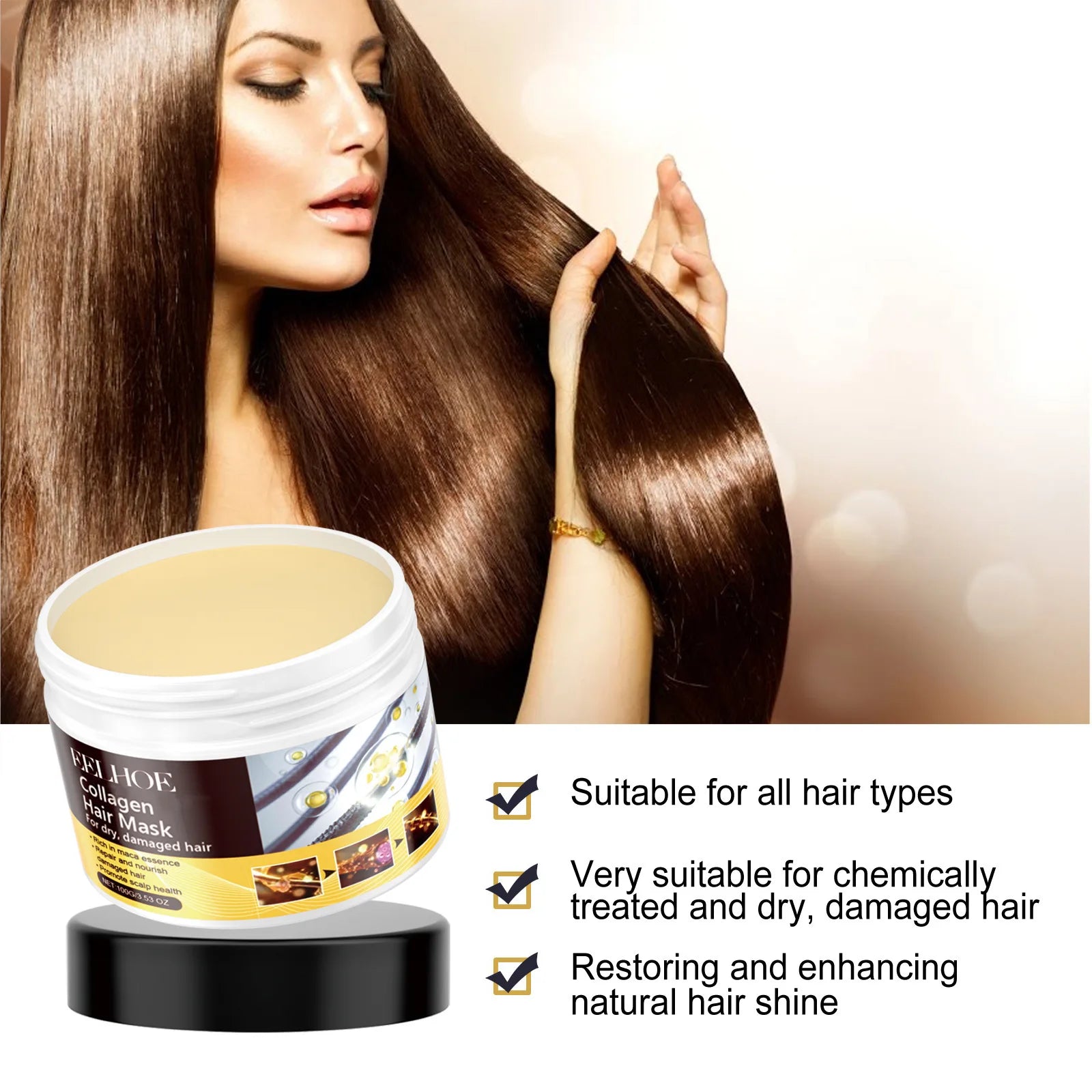 Deep Conditioning Hair Mask Collagen Hair Hydration Treatments for Damaged Hair Moisturizer Repair Hair Strengthening Mask 100g