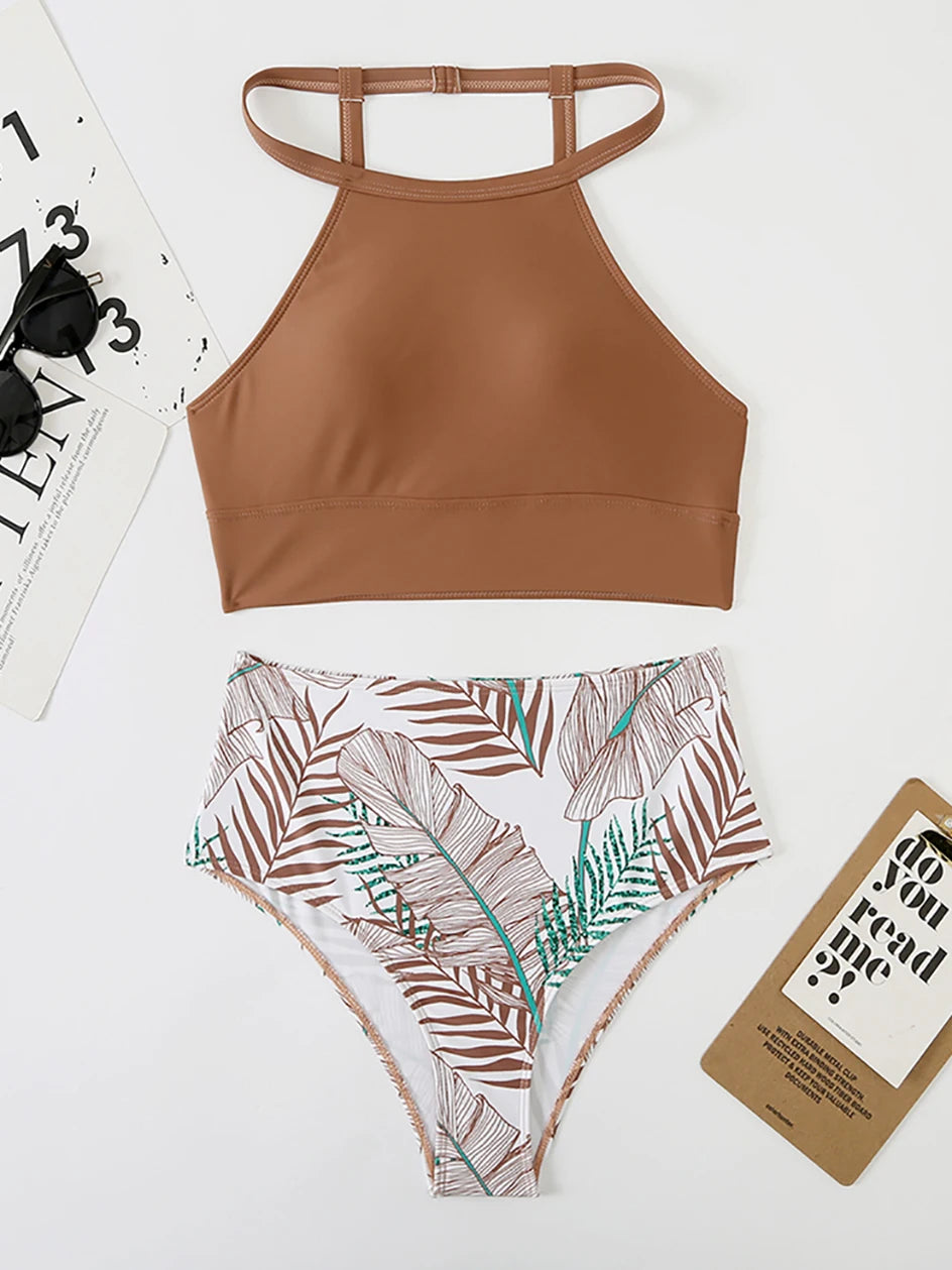 High Waist Bikini 2025 Swimsuit Woman High Neck Swimwear Female 2 Pieces Swimming for Women Bathing Suit Bikinis Sets Beach Wear