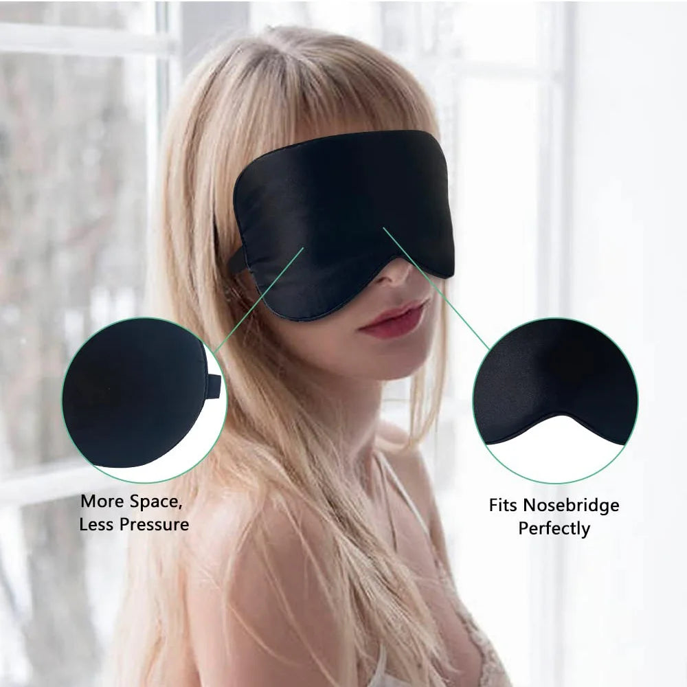 Silk Sleep Mask 100% Real Natural Pure Silk Eye Masks with Adjustable Strap for Sleeping Blocks Light Reduces Puffy Eyes Gifts