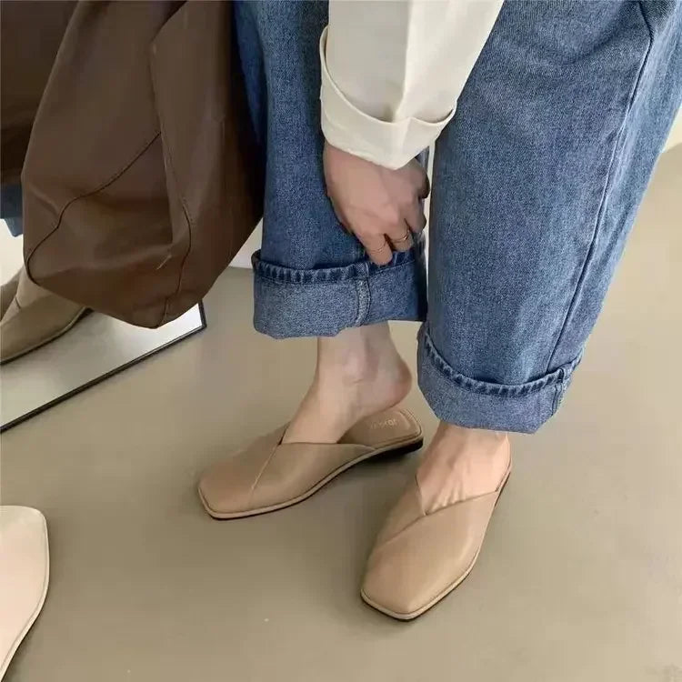 Sandals Female Slippers Women Fashion Flat Casual Mules Square Toe Sandals Women Flat Outdoor Walking Slides Zapatillas