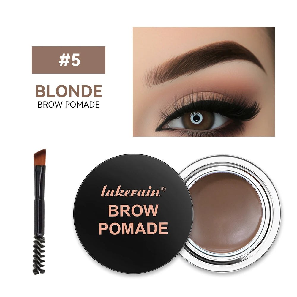 Lakerain Brow Pomade with Dual-Ended Brush Long-Lasting Waterproof Sweatproof Natural Smooth Eyebrow Brow Pencil Makeup