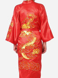 Embroider Dragon Kimono Bathrobe Gown Chinese Style Robe Classical Man Homewear Long Satin Nightgown Loose Sleepwear Loungewear