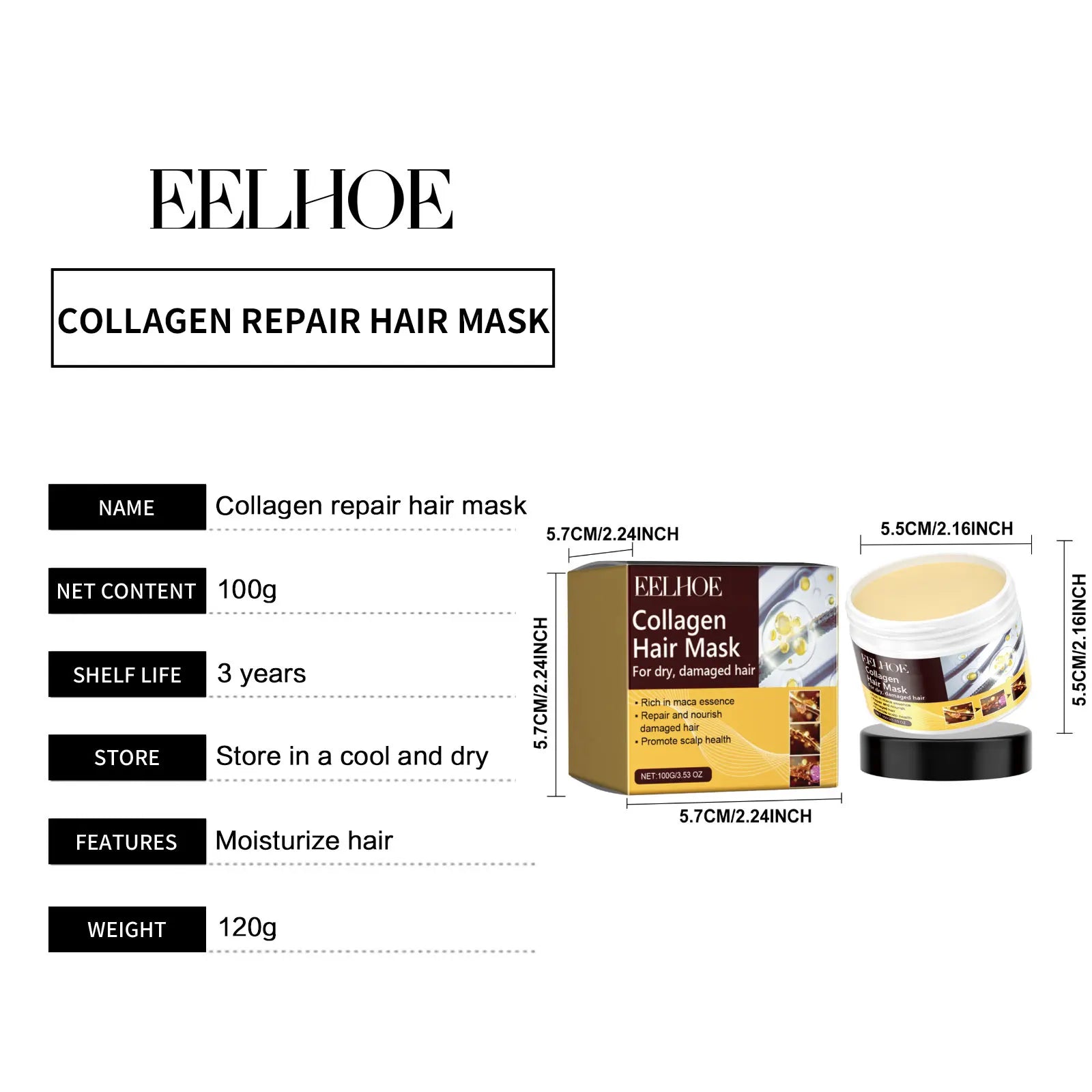 Deep Conditioning Hair Mask Collagen Hair Hydration Treatments for Damaged Hair Moisturizer Repair Hair Strengthening Mask 100g