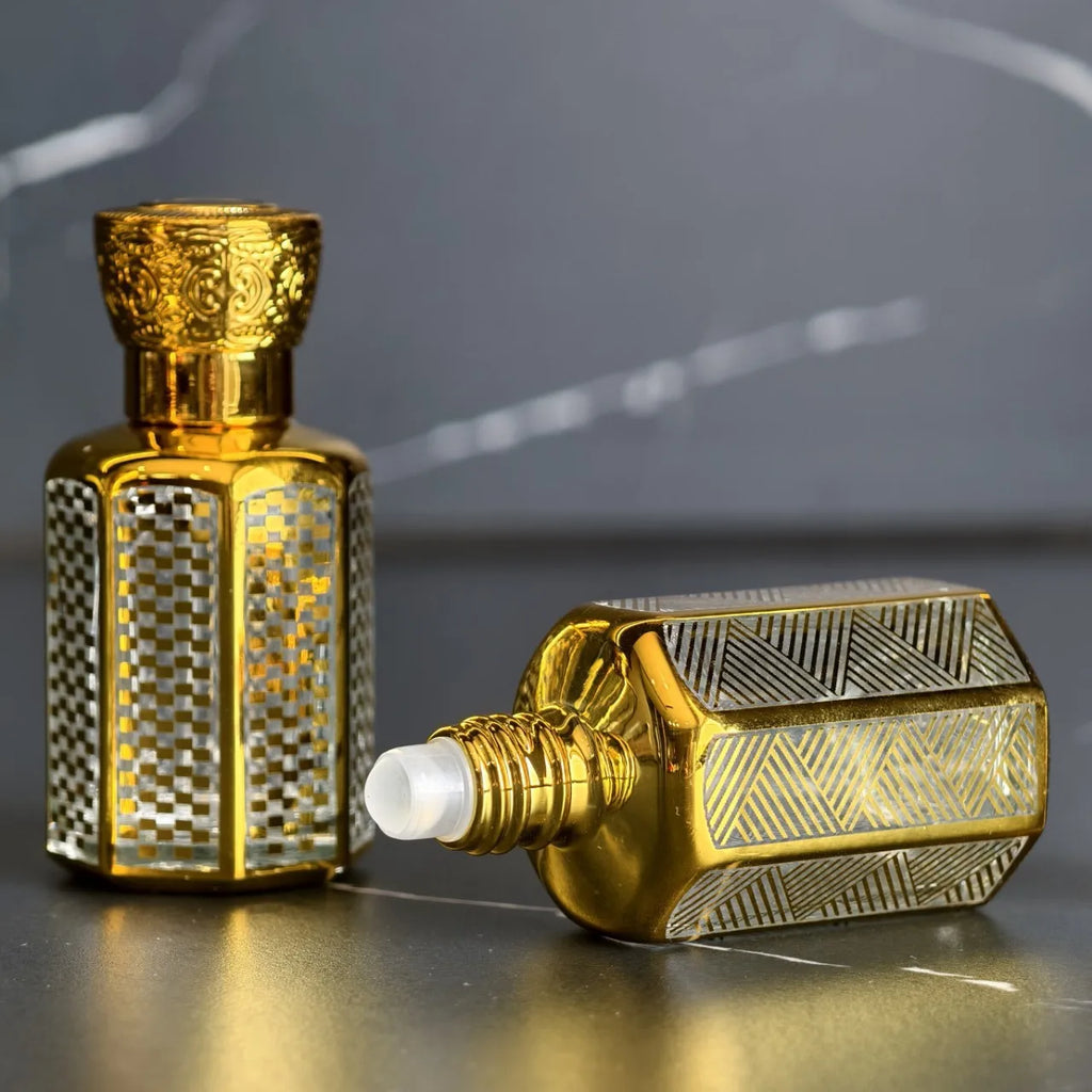 20ML Perfume Bottle Essential Oil Roll On Bottle Luxury Electroplated Glass Container Essential Oil Roll On Glass Bottle