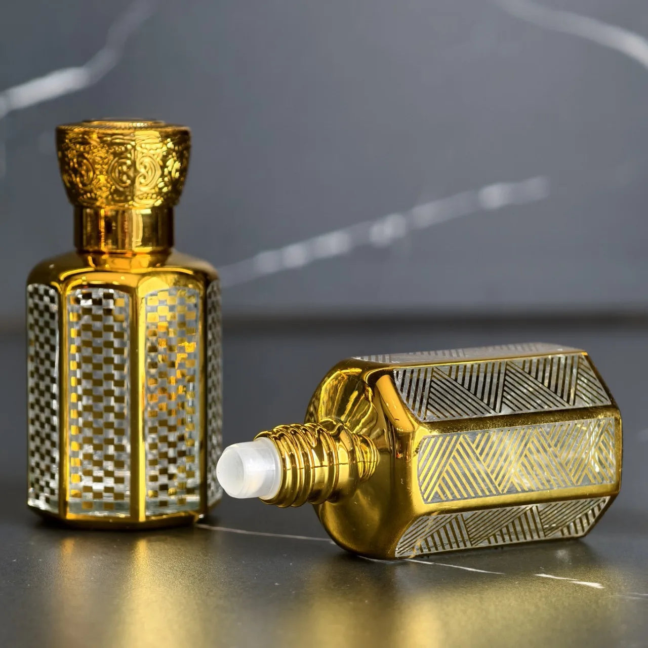 20ML Perfume Bottle Essential Oil Roll On Bottle Luxury Electroplated Glass Container Essential Oil Roll On Glass Bottle