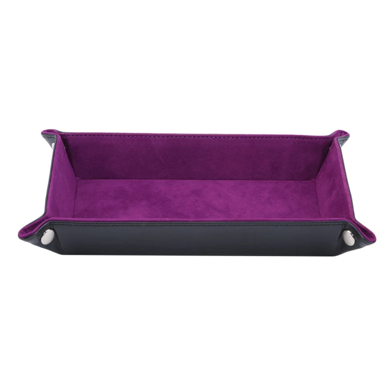 Earrings, Necklaces, Bracelets Jewelry Storage Tray Table Games Key Wallet Coin Trays Sundries Tray PU Leather Folding Dice Tray