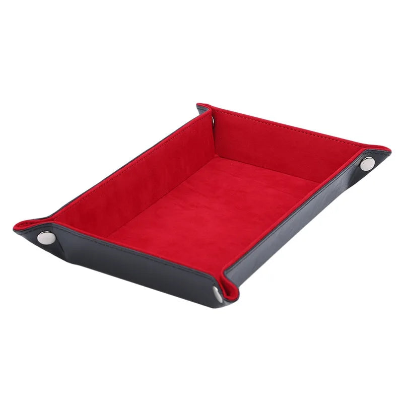 Earrings, Necklaces, Bracelets Jewelry Storage Tray Table Games Key Wallet Coin Trays Sundries Tray PU Leather Folding Dice Tray