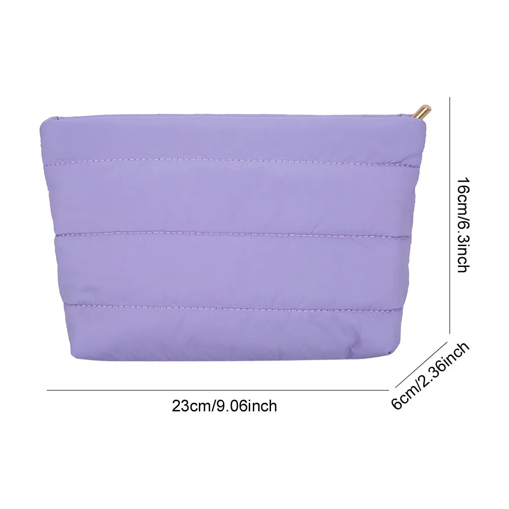 Fashion Cosmetic Bag for Women Cute Puffer Makeup Clutch Solid Toiletry Organizer Pouch Storage Pouches for Organization