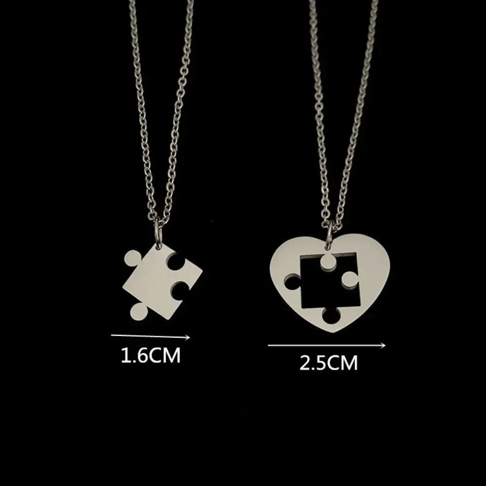 2pcs Couple Lock Key Heart Puzzle I Love You Pendant Couple Necklace Pendants Necklaces for Lovers Valentine's Day Jewelry Gifts