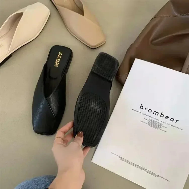 Sandals Female Slippers Women Fashion Flat Casual Mules Square Toe Sandals Women Flat Outdoor Walking Slides Zapatillas
