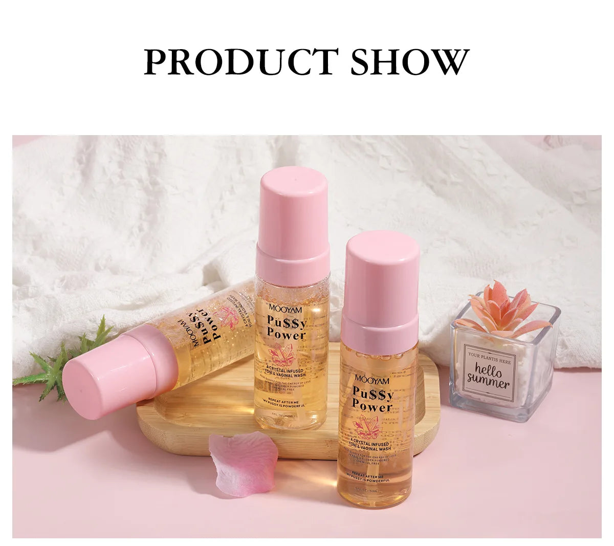 Crystal Infused Yoni And Vaginal Wash Private Clean Balanced Gently Moisturize Shower Gel, Feminine Prevent Dryness Healthy Care