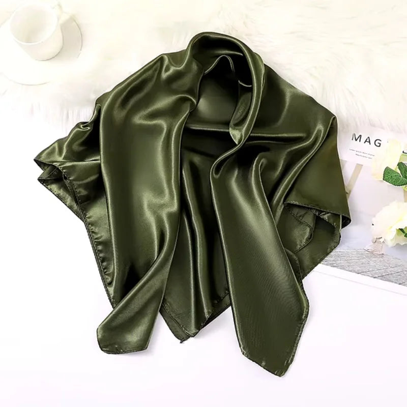 90x90cm Satin Scarf for Women, Elegant Square Silk-Like Head Scarf & Neck Wrap – Classic Luxury Accessory