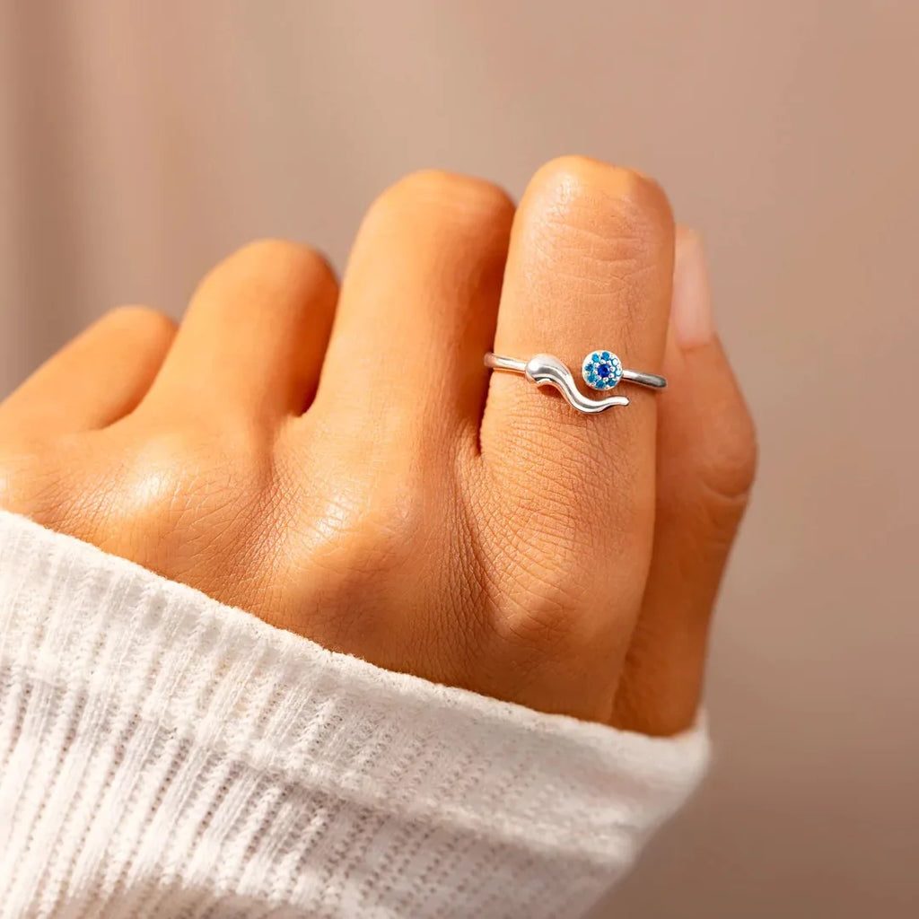 Evil Eye Protection Ring 14k Gold Plating Blue Shining Zirconia Spiritual Turkish Rings for Women Greek Nazar Amulet Jewelry