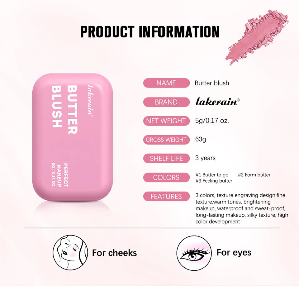 Makeup Powder Blush Waterproof And Sweat-proof High Pigment Long Lasting Pink Cream Blush Cosmetics Palette Powder Korean Makeup