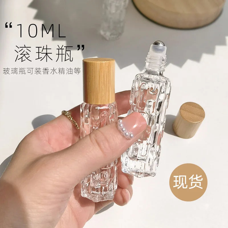 10ml Portable Thick Glass Roller Essential Oil Perfume Bottles Travel Refillable Rollerball Vial Travel Roll On Bottles Vials
