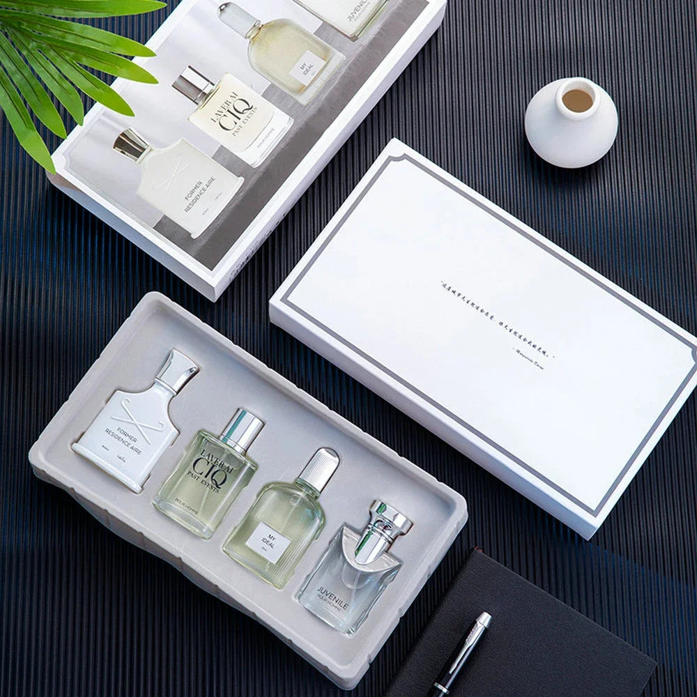 Men Perfume Gift Box 100ml Four Piece Set Lasting Fragrance Body Spray Plant Floral Scent Pheromone Cologne Perfumes Men's Gifts