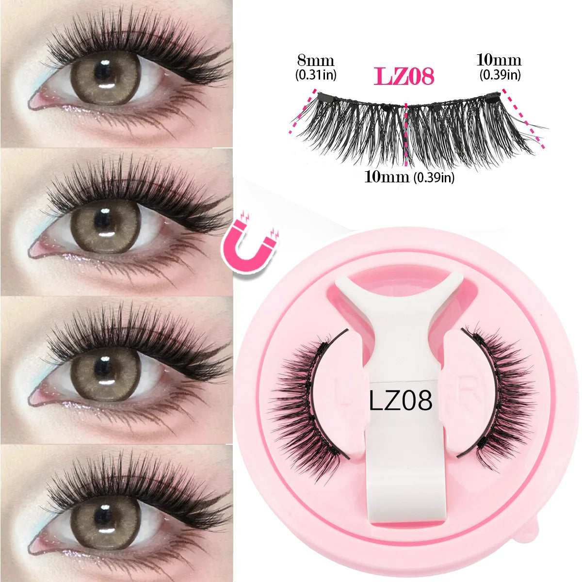 1 Pair Magnetic Lashes For Eye With Winged Ends Soft Reusable Magnetic Eyelashes Natural Look 3D False Lashes Makeup With Tool