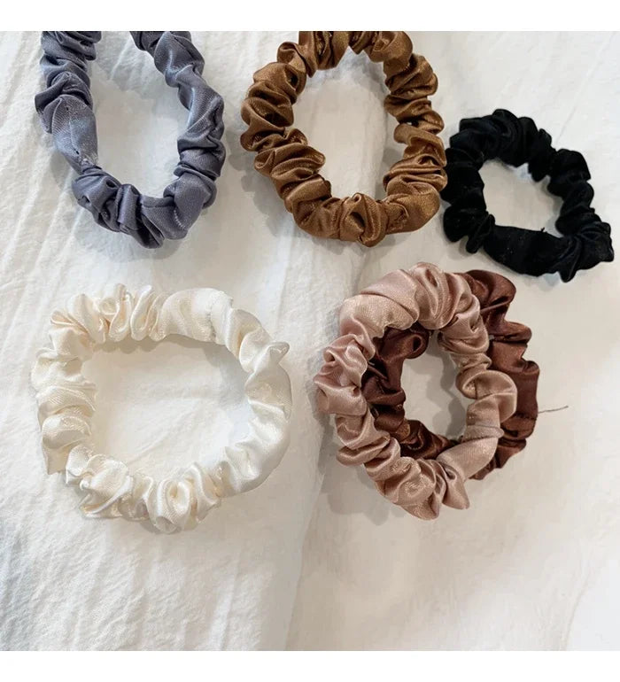 6Pcs/Set Satin Silk Hair Scrunchies for Women Girls Trendy Elastic Silk Hair Ties Solid Color Hair Accessories