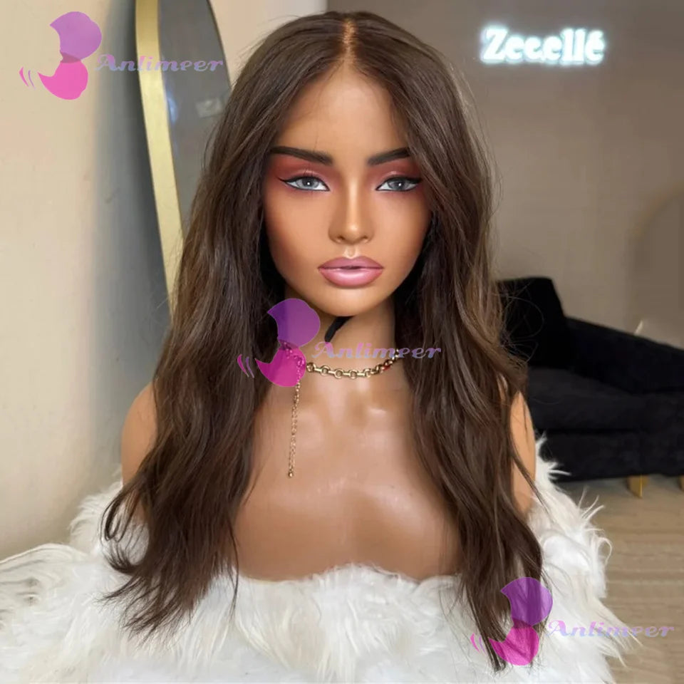 Glueless Full Lace Wigs Natural Wavy Dark Brown Human Hair HD Lace 13x6/360 Wigs With Natural Hairline 5x5 Silk Base Closure Wig