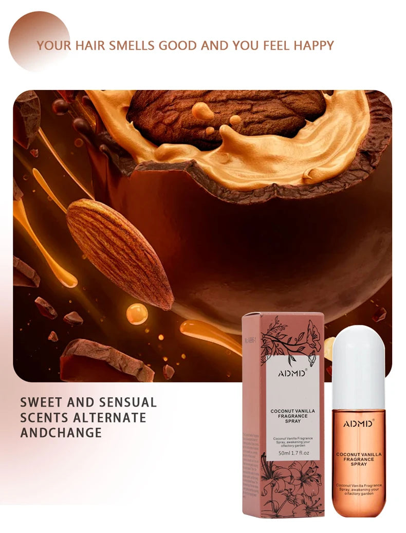 2 Pcs Coconut Rose Fragrance Spray Hair & Body Fragrance Mist Fresh Long Lasting Fragrance Perfume Travel Size Freshener Spray