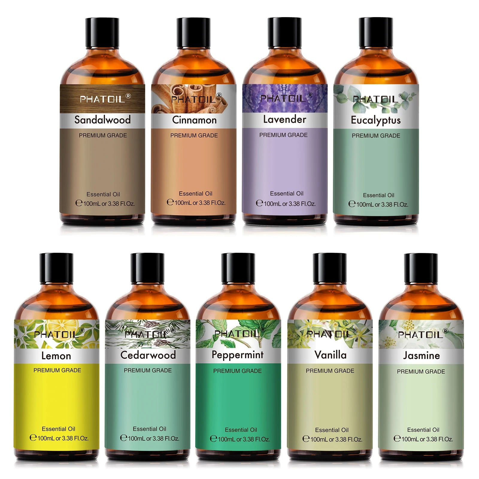 PHATOIL Aromatherapy Essential Oil For Skin Care,Diffuser,Massage & Candle Making-100ml Lavender Cinnamon Eucalyptus Aroma Oils
