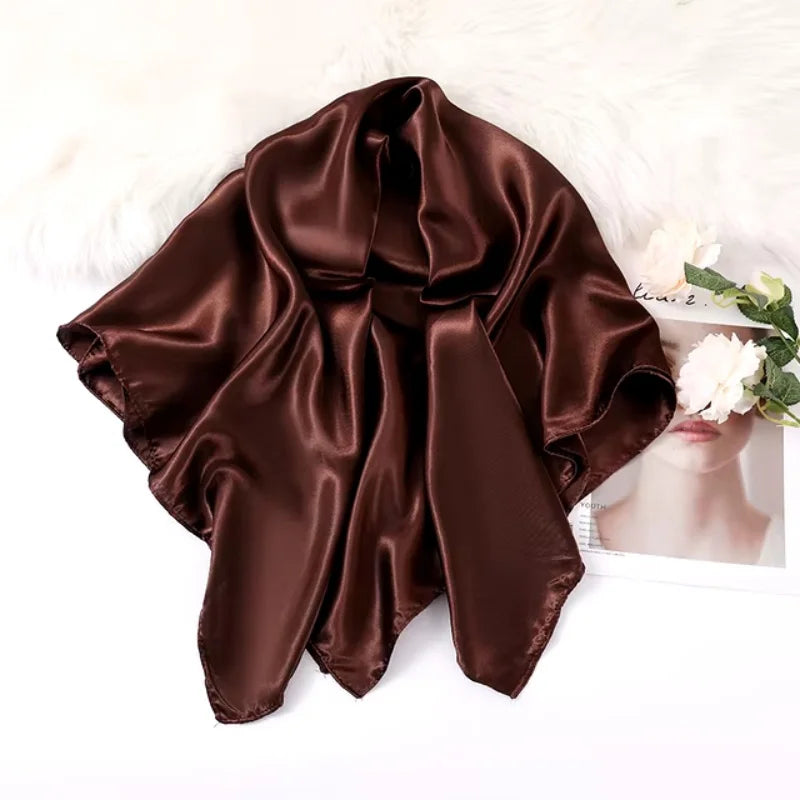 90x90cm Satin Scarf for Women, Elegant Square Silk-Like Head Scarf & Neck Wrap – Classic Luxury Accessory