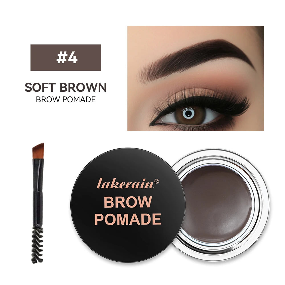 Lakerain Brow Pomade with Dual-Ended Brush Long-Lasting Waterproof Sweatproof Natural Smooth Eyebrow Brow Pencil Makeup