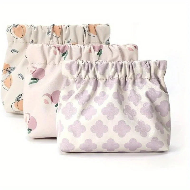 1pc Water-Resistant Cosmetic Bag Set - Small Makeup Pouches with Self-Closing Top for Women Travel, Purse, and Organization