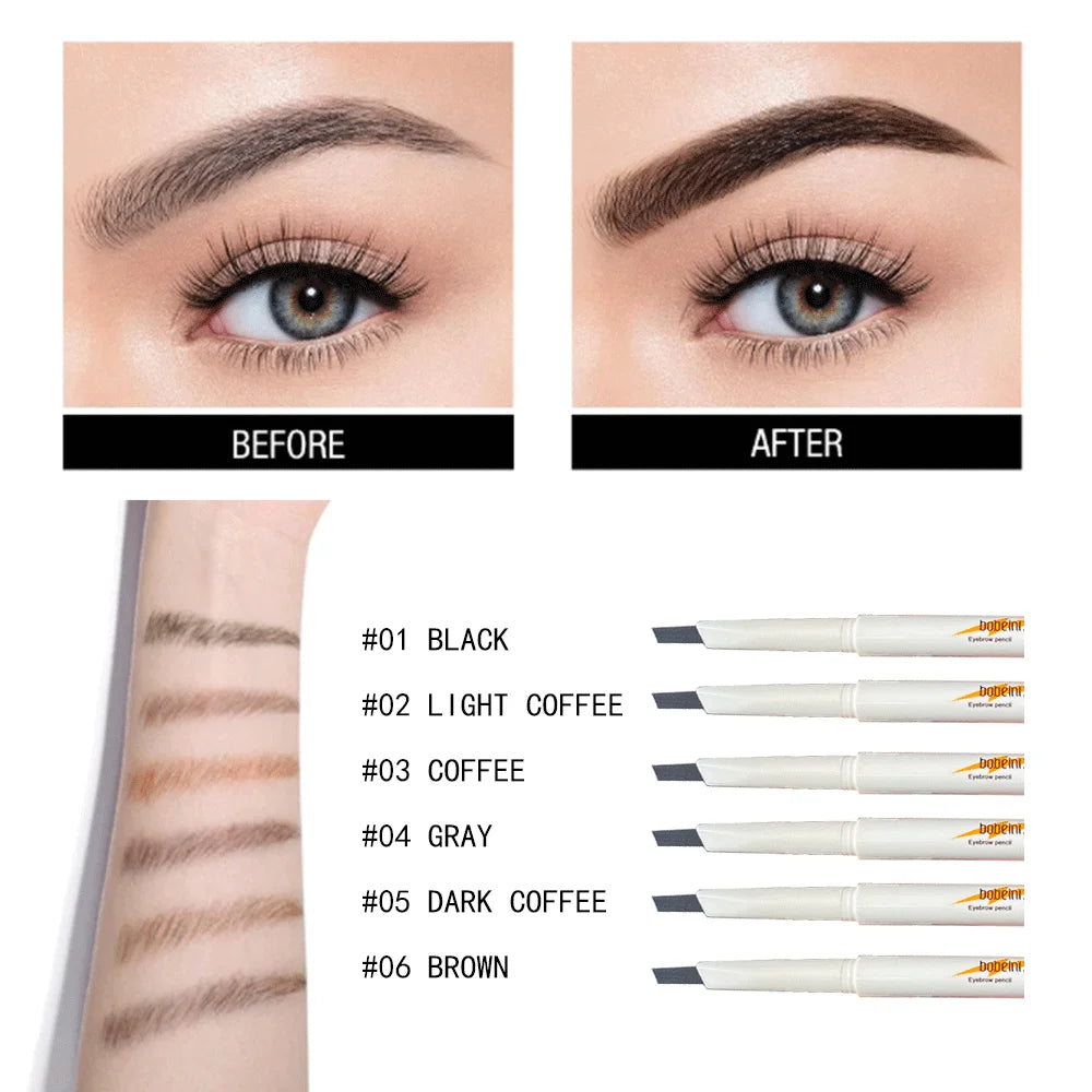 Double-ended fine-tip eyebrow pencil, waterproof, sweat-proof, smudge-proof, non-fading, natural color eyebrow pencil