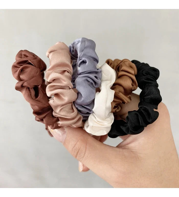 6Pcs/Set Satin Silk Hair Scrunchies for Women Girls Trendy Elastic Silk Hair Ties Solid Color Hair Accessories
