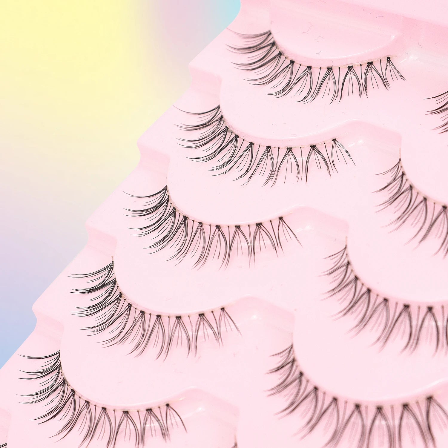 14 Pairs of Natural False Eyelashes in U-shaped Female Group Design with Transparent Band Design and Korean Cartoon Eyes and Han