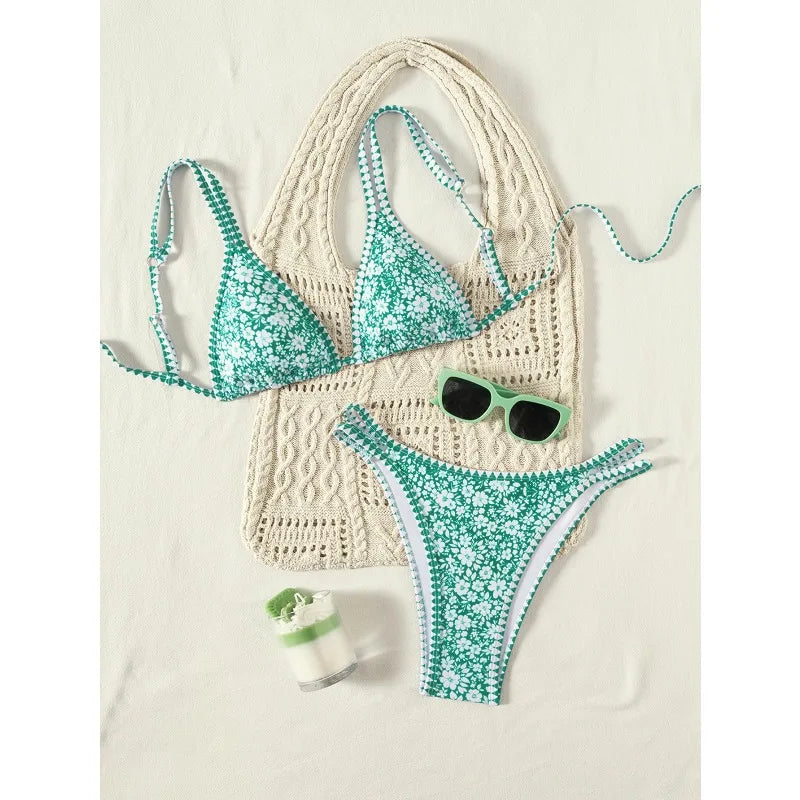 2026 Strappy String Bikinis Sexy Triangle Swimsuit Women Printed Swimwear Female Bathers Bathing Swimming Suit Beachwear Summer