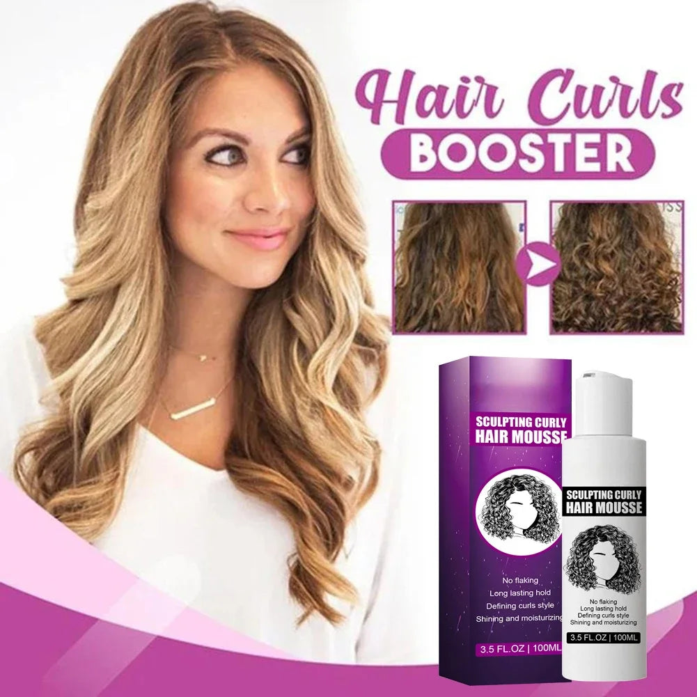 100ml Curly Hair Mousse Anti-Frizz Hair Boost Defining Cream Long Lasting Hold Hair Repair Moisturize Mousse for Women for Rizos