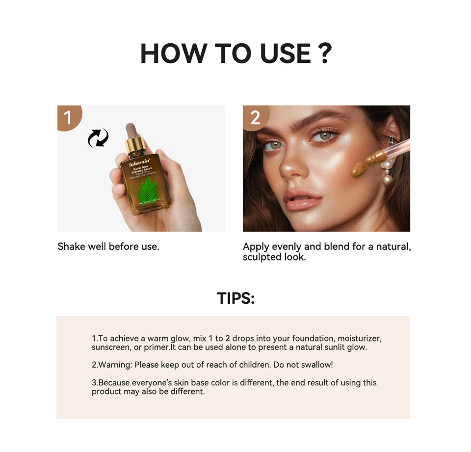Butter Glow Bronzing Serum Innovative Nourishing Skincare Bronzing Drops for Radiant Natural Sunkissed Complexion Sunkissed Glow