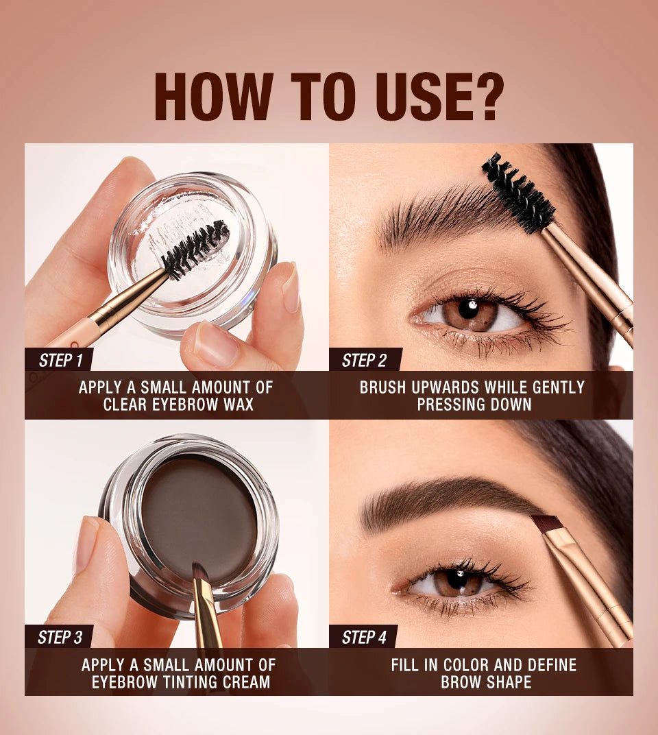 O.TWO.O Eyebrow Pomade 2-in-1 Brow Gel Wax Waterproof Long Lasting Creamy Texture Eye Brow Tint Enhancer Cosmetic Makeup